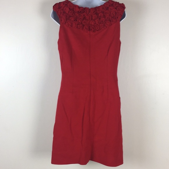 Taylor Women Red Sheath Dress Size 8 Rose Embellis - Picture 5 of 7